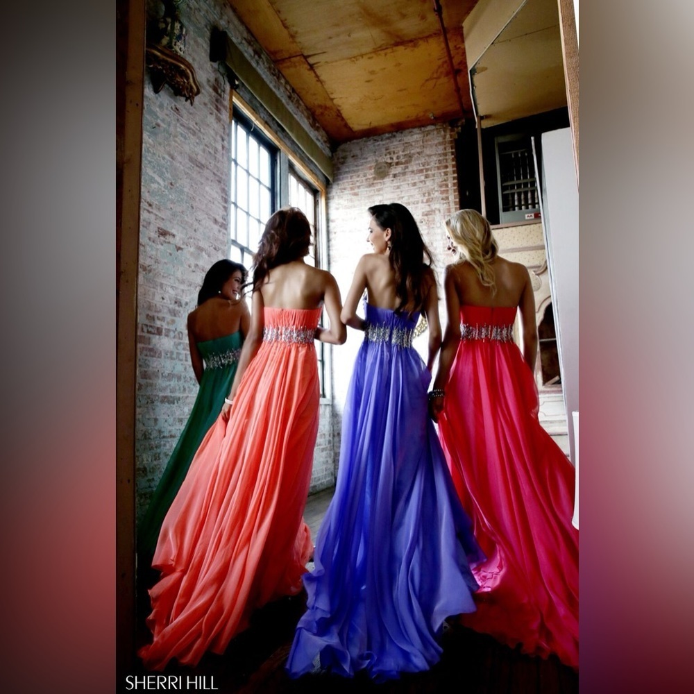 Sherri Hill 3909 Barbie Pink Strapless Long Formal Dress Prom Pageant Sz 2 - Picture 4 of 13